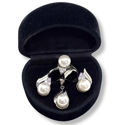 Three Winds Sparkle Silver Pearl Set&Set