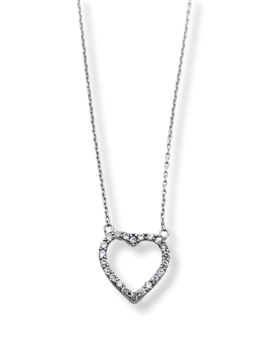 Beyaz Işıltılı Hearty Kalp Gümüş Kadın Hayalet Kolye-934HY