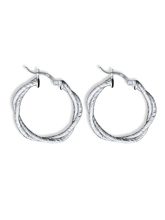 İkili Formda Lazer Kesim Gümüş Halka Küpe 2.8x2.8CM