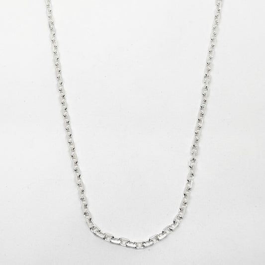 İnce Gümüş Oval Halka Zincir 65CM