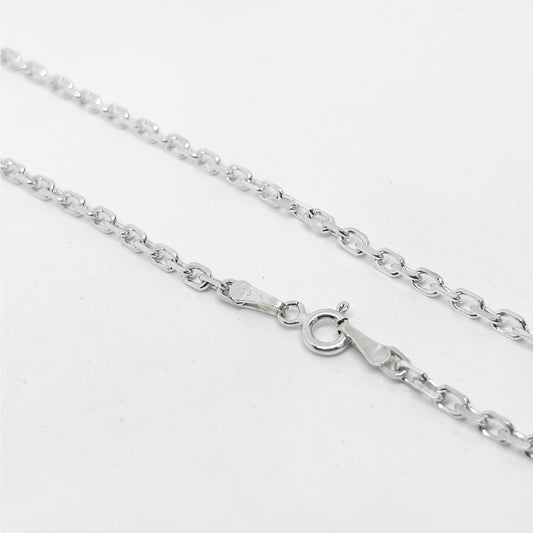 İnce Gümüş Oval Halka Zincir 65CM