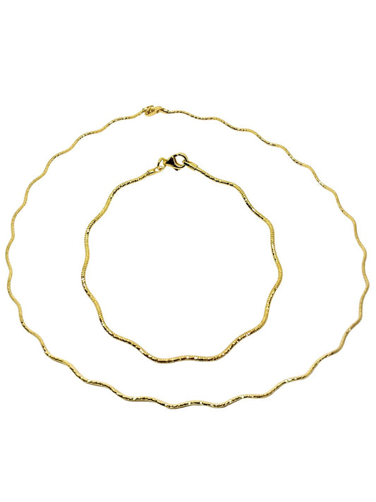 İtalyan Model Kalemli Kadın Gümüş Zincir Kolye & Bileklik – 24K Altın Kaplama & Gümüş Rengi