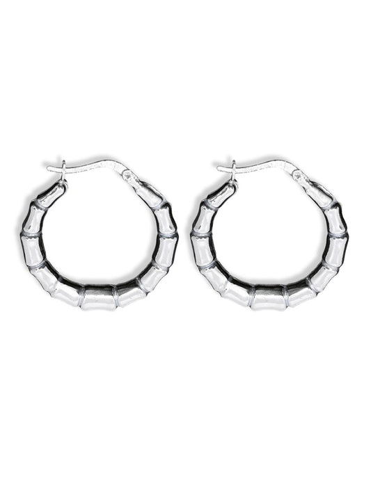 Kadın Gümüş Bambu Halka Küpe 2.7x2.7CM