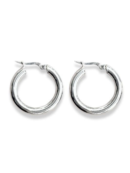 Kalın Boru Gümüş Kadın Halka Küpe 2.5x2.5CM