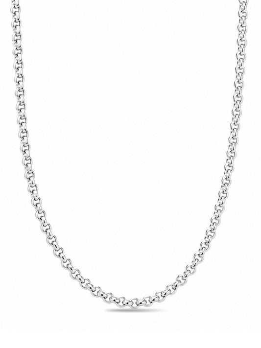 Narrow Thick Link Silver Chain Necklace 60CM