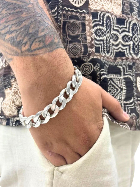 Thick Silver Gurmet Chain Bracelet