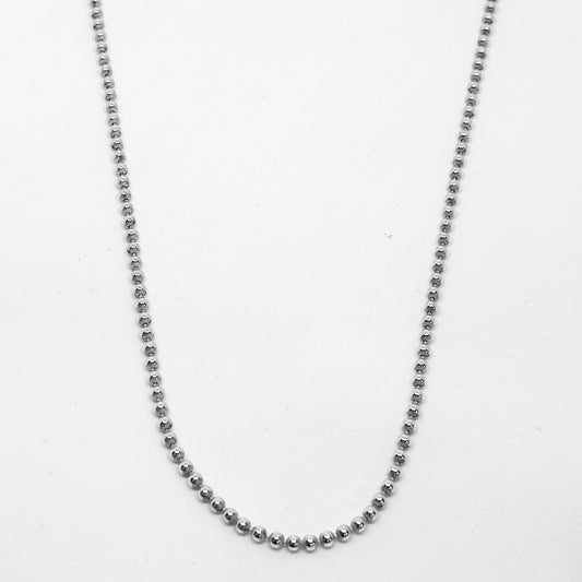 Düz Kalın Top-top Gümüş Zincir Kolye 55CM