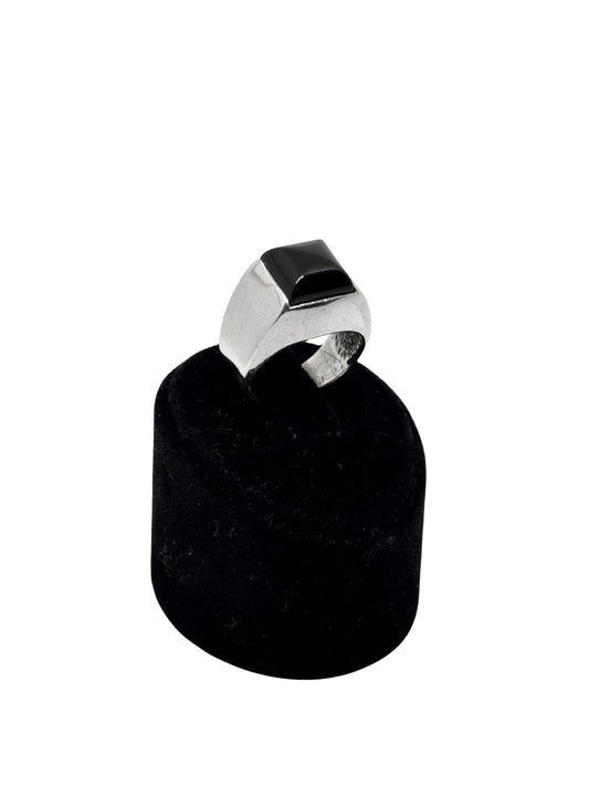 Kare Oniks Taşlı Erkek Gümüş Yüzük