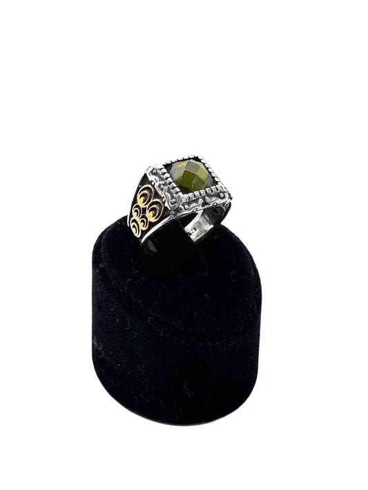 Kare Zultanit Taşlı Gümüş Erkek Yüzük