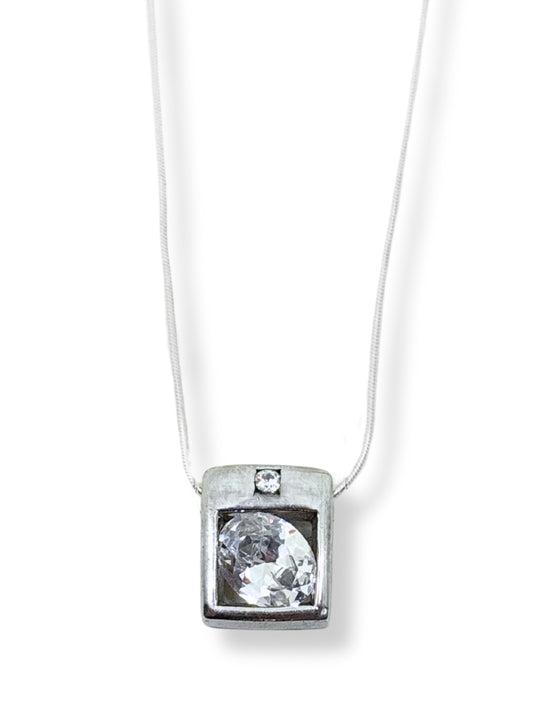 Kare Ay Işığı Gümüş Kadın Kolye