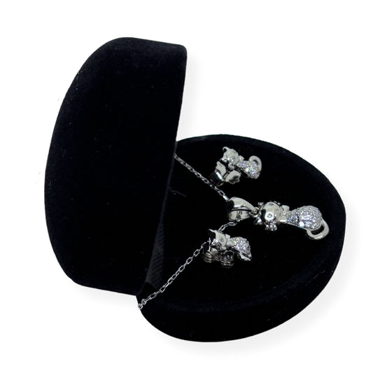 Glittery Cat Silver Set & Set