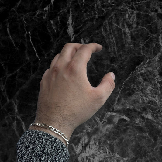 Kesik Figaro Erkek Gümüş Zincir Bileklik Model II