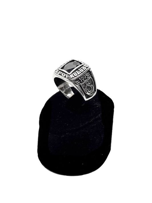 Kesme Oniks Taşlı Galatasaray Gümüş Erkek Yüzük