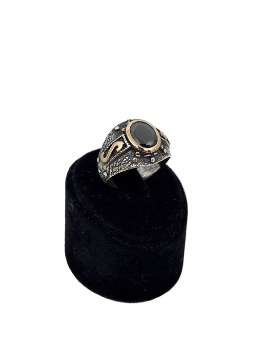 Kesme Oniks Taşlı Erkek Gümüş Yüzük – Otantik El İşçiliği