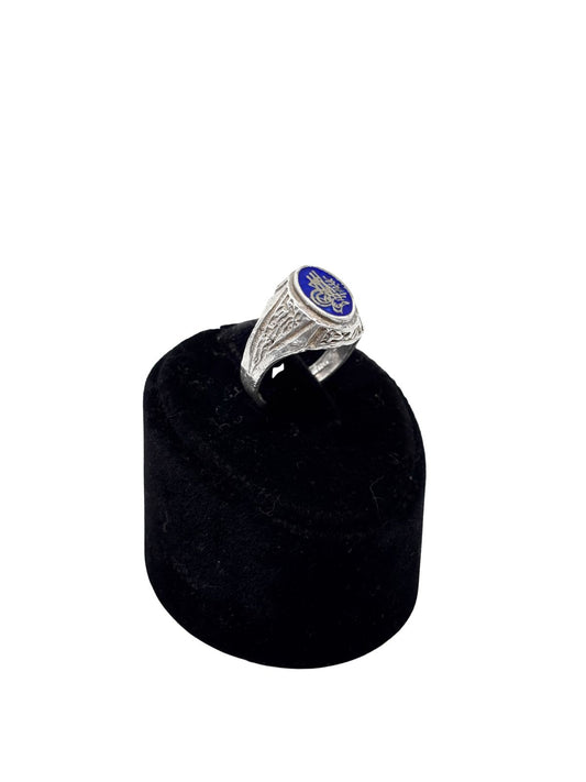 Lacivert Mine Üzerine Tuğra Gümüş Erkek Yüzük