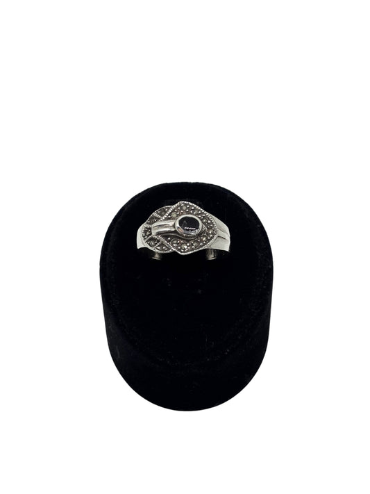 Markazit Taşlı Siyah Mineli Gümüş Kadın Yüzük