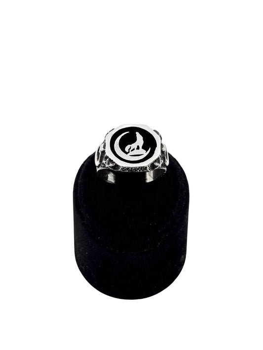 Yuvarlak Mineli Hilal Bozkurt Gümüş Erkek Yüzük