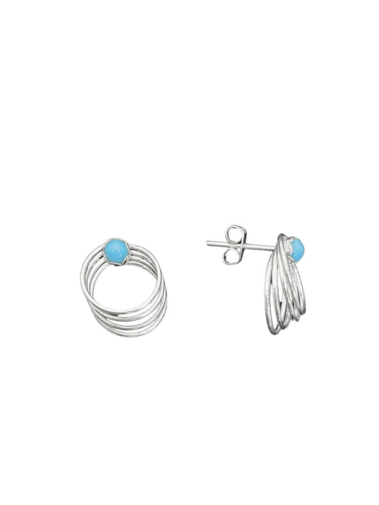 Minimal Çoklu Halka Vidalı Gümüş Küpe