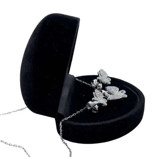 Glittering Wings Collection Silver Butterfly Set & Set