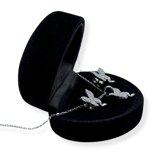 Glittering Wings Collection Silver Butterfly Set & Set