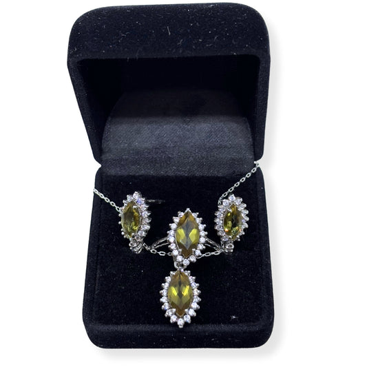 Marquise Kesim Zultanit Taşlı Kadın Gümüş Set&Takım