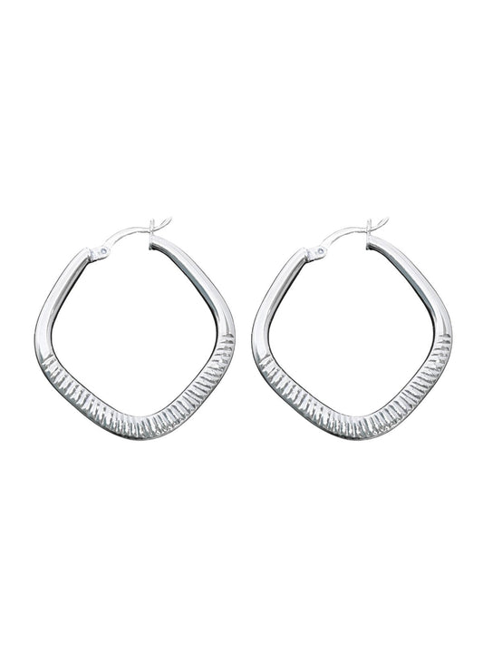 Modern Kare Kadın Gümüş Halka Küpe 3x3.5CM