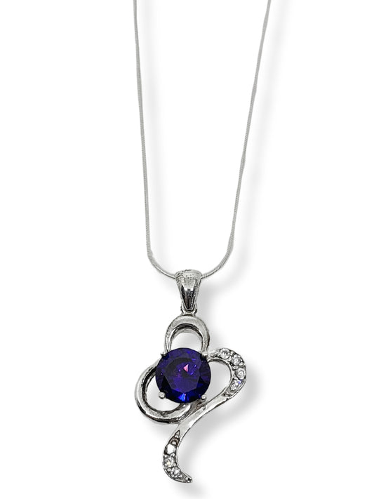 Renkli Tektaş Işıltılı Sonsuz Kalp Gümüş Kadın Kolye