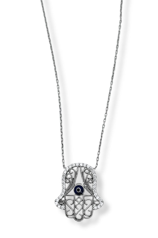 Işıltılı Fatma Ana Hayalet Gümüş Kadın Kolye