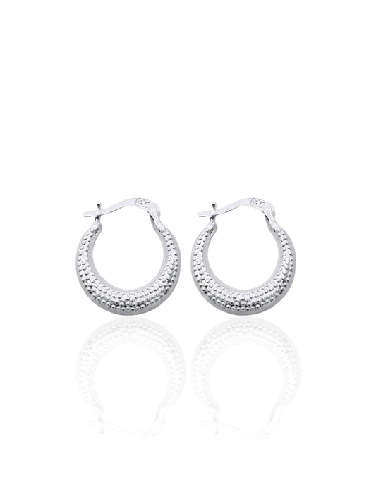 Nokta Desenli Halka Croissant Kadın Gümüş Küpe 1.6x1.9cm