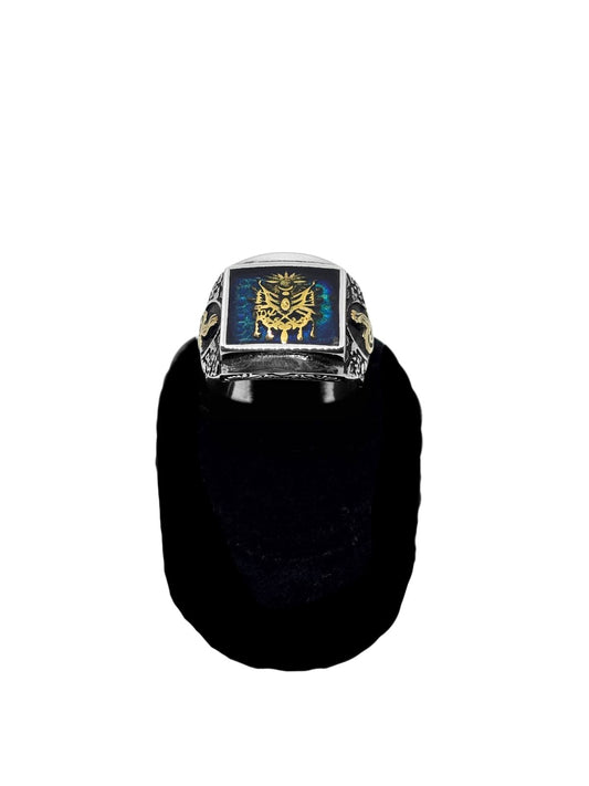 Osmanlı Bayraklı Gümüş Erkek Yüzük