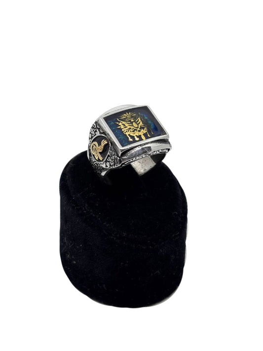 Osmanlı Bayraklı Gümüş Erkek Yüzük