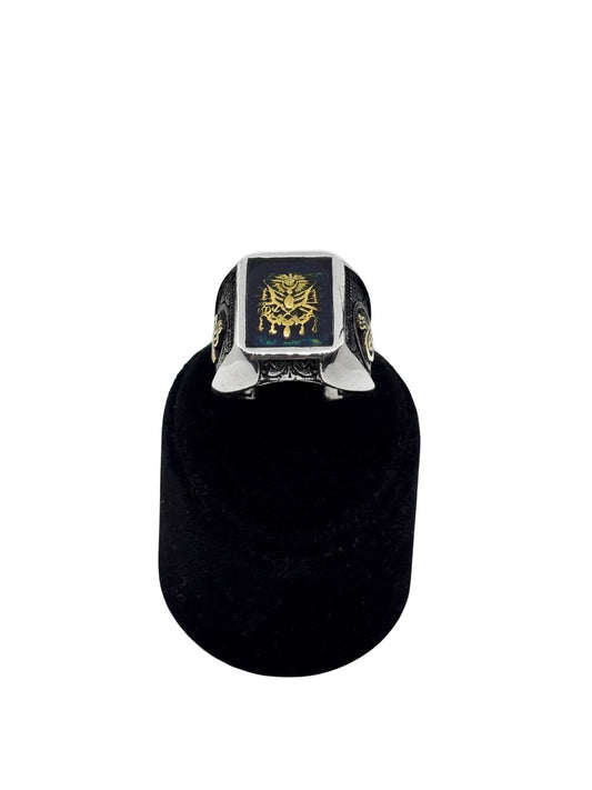 Osmanlı Bayraklı Gümüş Erkek Yüzük