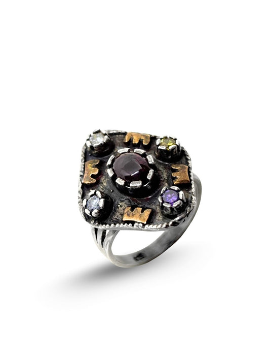 Otantik Ametist Taşlı Gümüş Kadın Yüzük