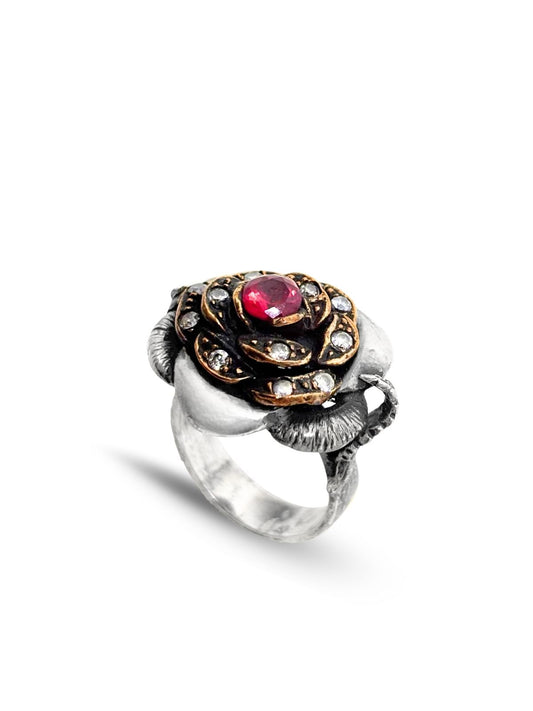 Otantik Gül Gümüş Vintage Kadın Yüzük