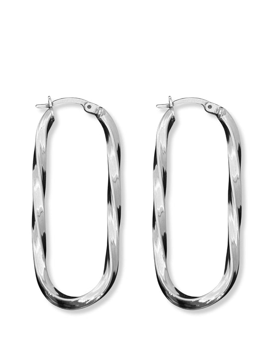 Oval Burgulu Kadın Gümüş Halka Küpe 2x4.5CM