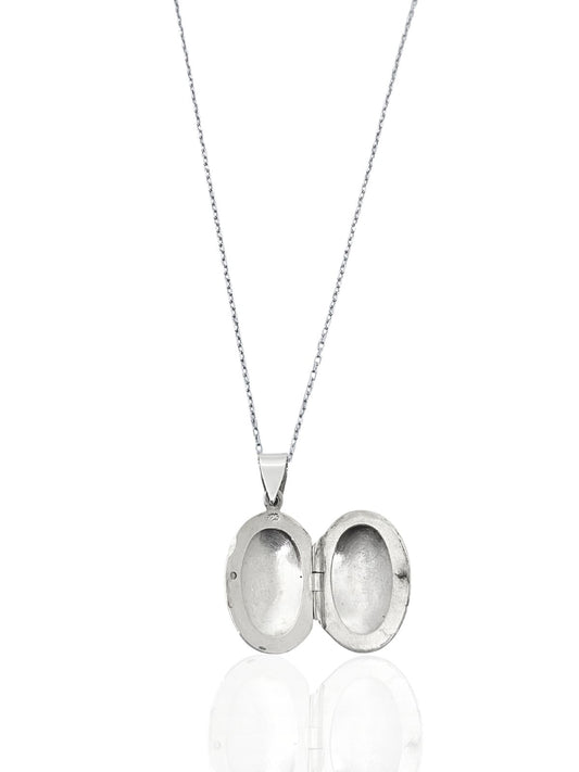 Oval Kapaklı Gümüş Fotoğraflık Kolye