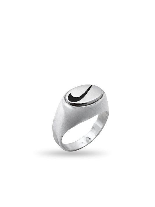 Oval Nike Amblemli Gümüş Unisex Yüzük