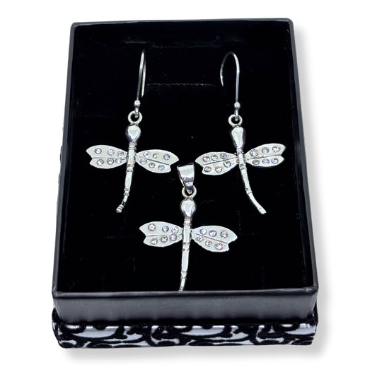 Beyaz Işıltılı Yusufçuk İri Gümüş Set&Takım