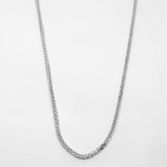 Beyaz Parlak Gümüş Tilki Kuyruğu Zincir Kolye 54.5CM