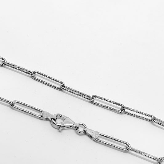 Lazer İşlemeli Gümüş Ataç Zincir Kolye 60CM