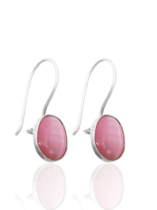Siyah&Pembe Sedefli Sallantılı Gümüş Kadın Küpe 2.3x0.9 cm