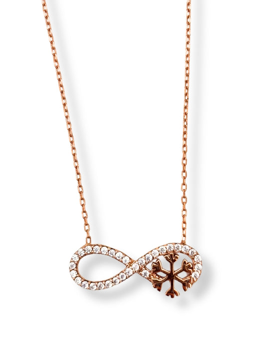 Rose Gold Beyaz&Siyah Işıltılı Infinity Hayalet Gümüş Kadın Sonsuzluk Kolye