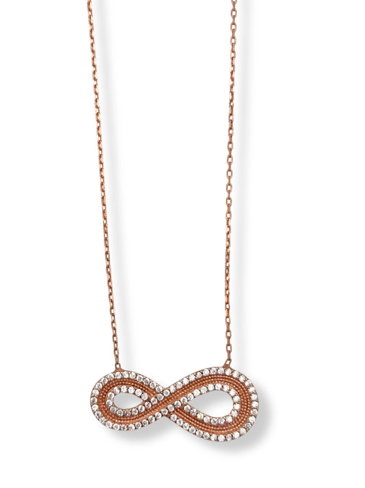 Rose Gold Işıltılı Infinity Hayalet Gümüş Kadın Sonsuzluk Kolye