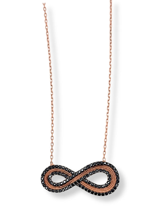 Rose Gold Işıltılı Infinity Hayalet Gümüş Kadın Sonsuzluk Kolye