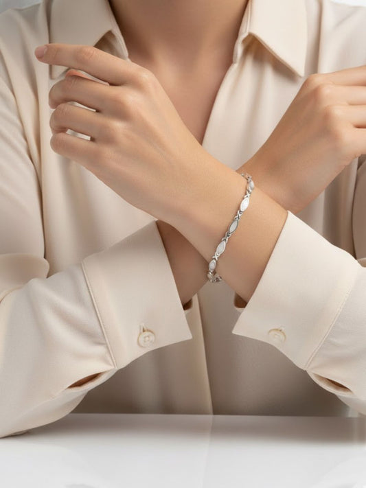 Doğal Sedef Taşlı Gümüş Bileklik