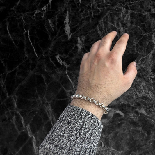 Thick Link Silver Chain Bracelet