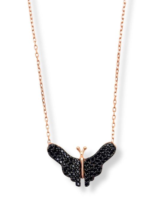 Işıltılı Rose Gold Kelebek Kadın Hayalet Gümüş Kolye