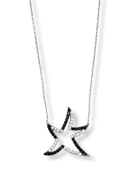 Işıltılı İçi Boş Yıldız Hayalet Gümüş Kadın Kolye