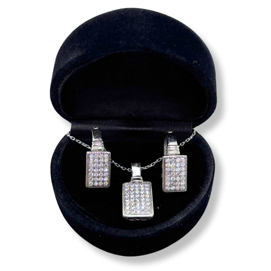 Işıltılı Dikdörtgen Gümüş Set&Takım