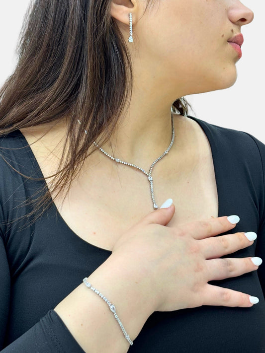 Damla Su Yolu Gümüş Kadın Set